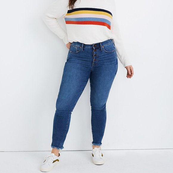 Madewell 10" High-Rise Skinny Jeans in Mackey Wash: Button-Front Edition Size 37 - Picture 1 of 8